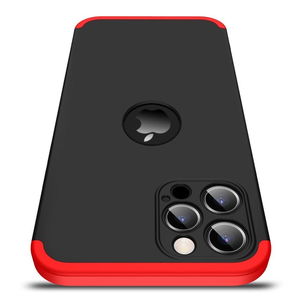 Husa Full Cover GKK (fata + spate) pentru Apple iPhone 12 Pro, negru cu rosu 3