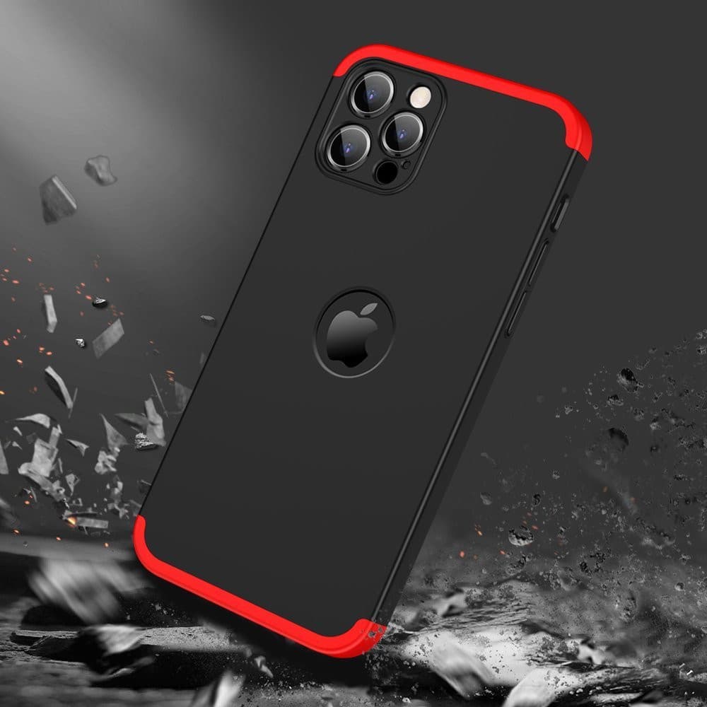 Husa Full Cover GKK (fata + spate) pentru Apple iPhone 12 Pro, negru cu rosu 4