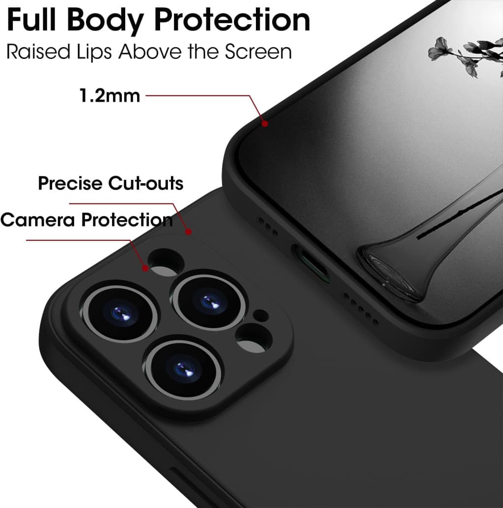 Husa Apple iPhone 14 Pro Max, Luxury Silicone, catifea in interior, protectie camere, neagra 4