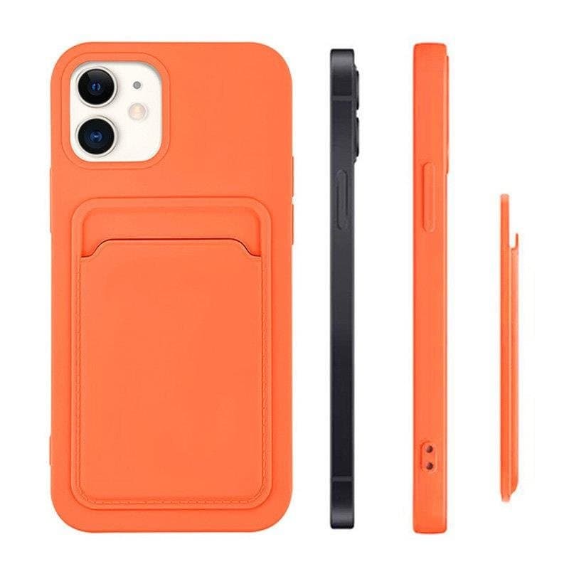 Husa protectie Card Case pentru Apple iPhone 12 Mini, buzunar pentru carduri/cartele, rosie 3