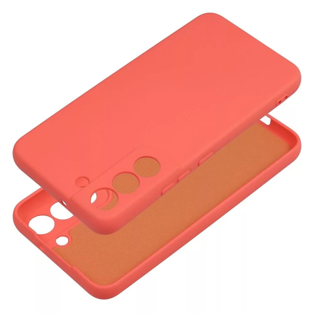 Husa Samsung Galaxy S21 FE, Luxury Silicone, protectie camera, catifea in interior, rosu piersica 2