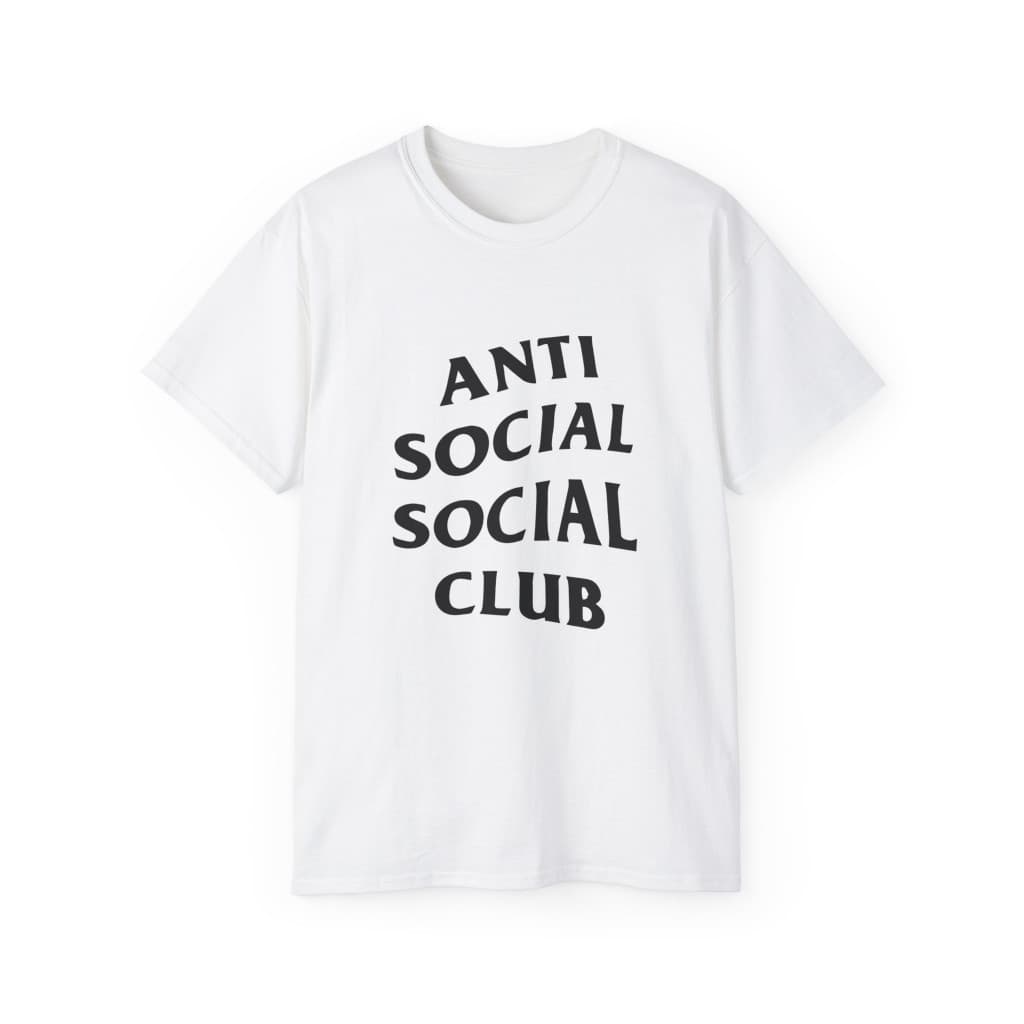 Tricou personalizat alb, copii/adulti, design Anti Social Social Club, modal, diverse marimi 2