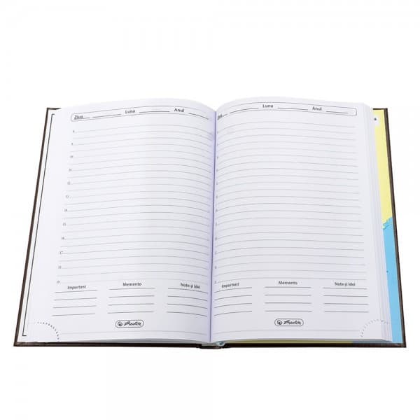 Agenda A5 nedatata Herlitz 9479810, 224 pagini, coperta buretata maro 2