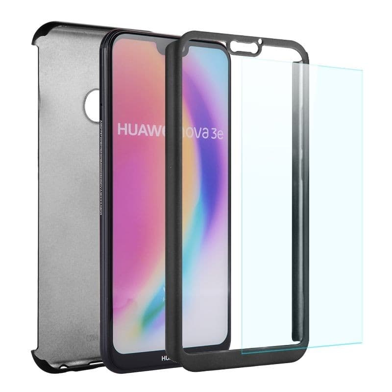 Husă Full Cover 360° pentru Huawei P20 Lite (față + spate + sticlă), neagră 2