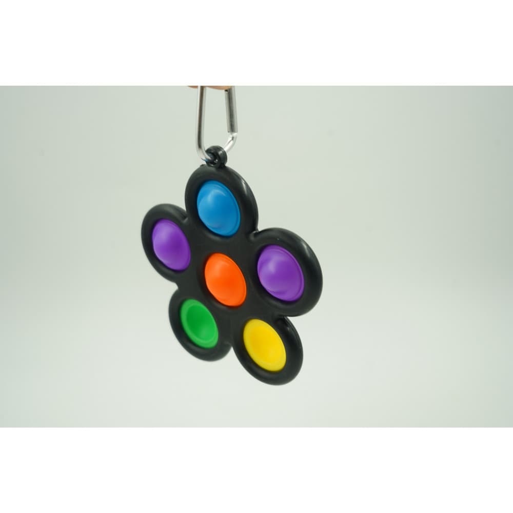 Jucarie antistres tip Pop It!, Fidget Toy, cu breloc, model floare, negru 3