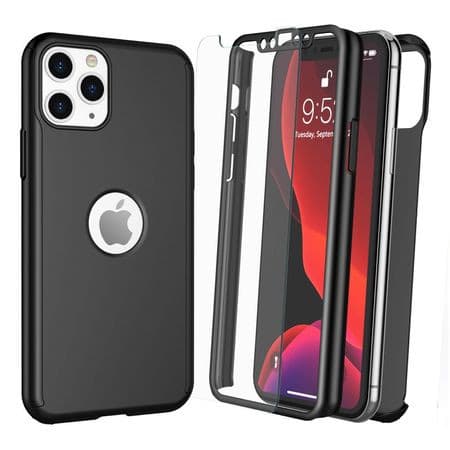 Husă Full Cover 360° pentru Apple iPhone 12 Pro Max (față + spate + sticlă), neagră 2