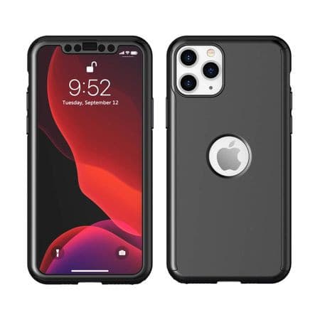 Husă Full Cover 360° pentru Apple iPhone 12 Pro Max (față + spate + sticlă), neagră 3
