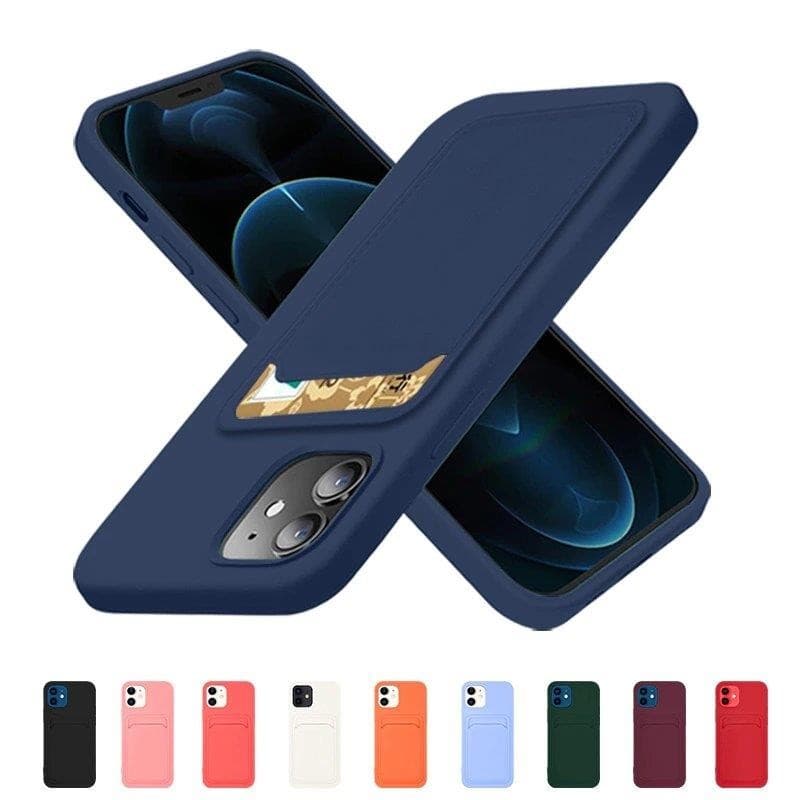 Husa protectie Card Case pentru Samsung Galaxy A12, buzunar pentru carduri/cartele, albastru inchis 4