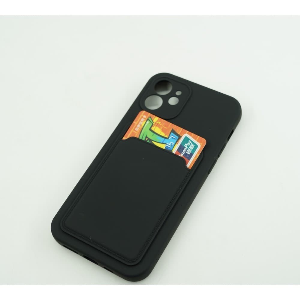 Husa protectie cu suport card compatibila cu Samsung Galaxy A02S Negru 2