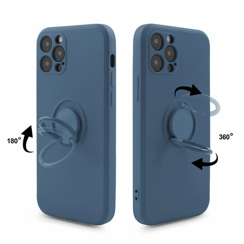 Husa Samsung Galaxy A20e, Ring Silicone, inel rotativ, catifea in interior, albastra 4