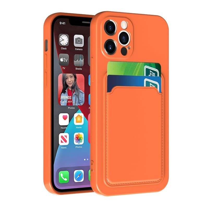Husa protectie cu suport card compatibila cu Huawei P Smart 2021 Portocaliu 2