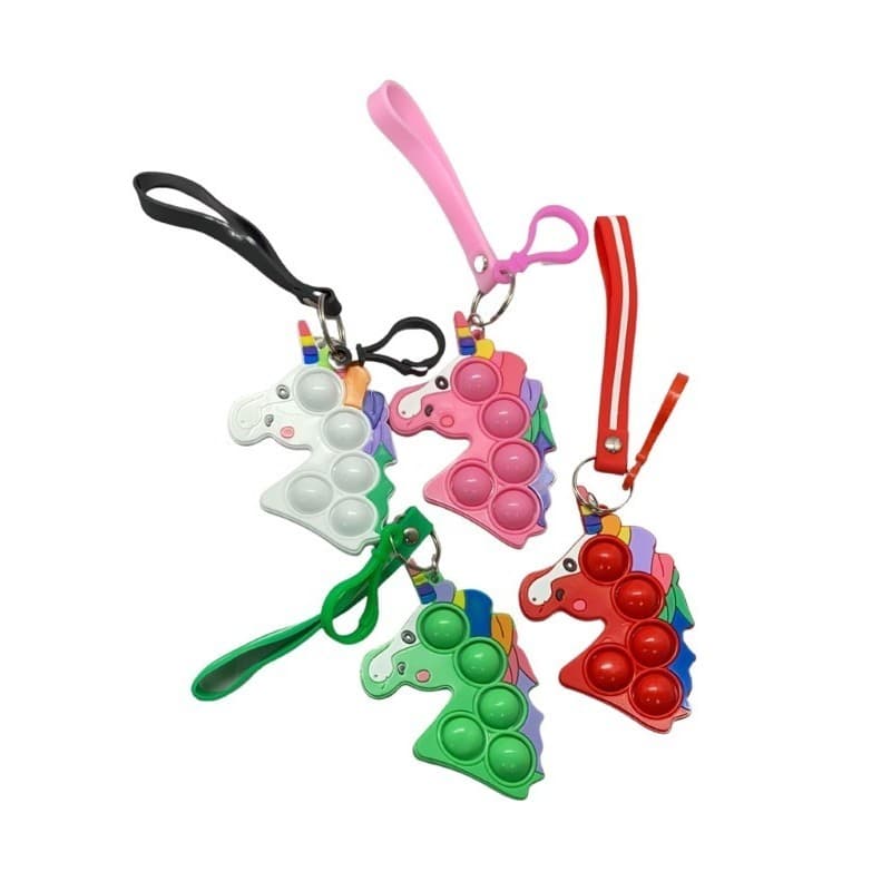 Jucarie antistres tip Pop It!, Simple Dimple, din silicon, cu breloc, model unicorn, rosu 2