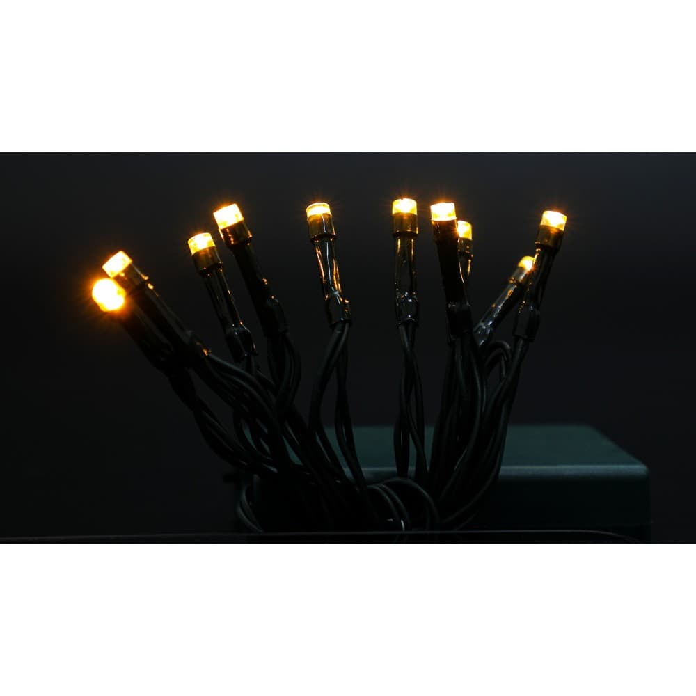 Instalatie de Craciun cu baterii tip liniar, 2 jocuri de lumini, fir verde 1 m 10 LED -uri, alb cald 2