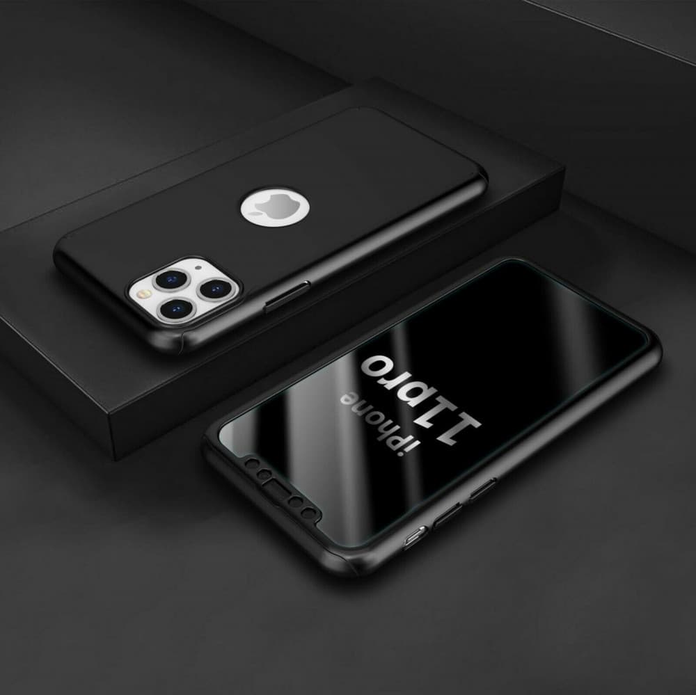 Husă Full Cover 360° pentru Apple iPhone 13 Pro Max (față + spate + sticlă), neagră 4