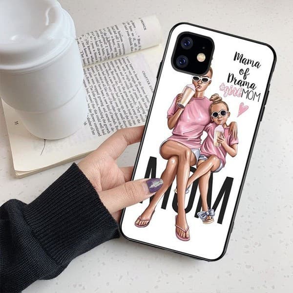 Husa Apple iPhone 13 Pro Max, Printed Glass, sticla + TPU, model Mama of Drama 2