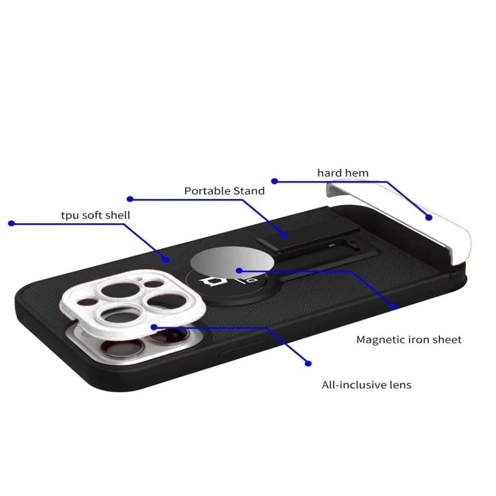 Husa Apple iPhone 12 Pro, Armor Design, functie stand, insertie metalica pentru suport auto magnetic, negru/alb 4