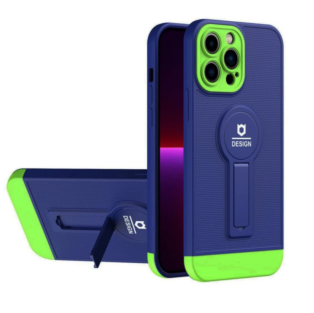 Husa Apple iPhone 12 Pro Max, Armor Design, functie stand, insertie metalica pentru suport auto magnetic, albastru 2