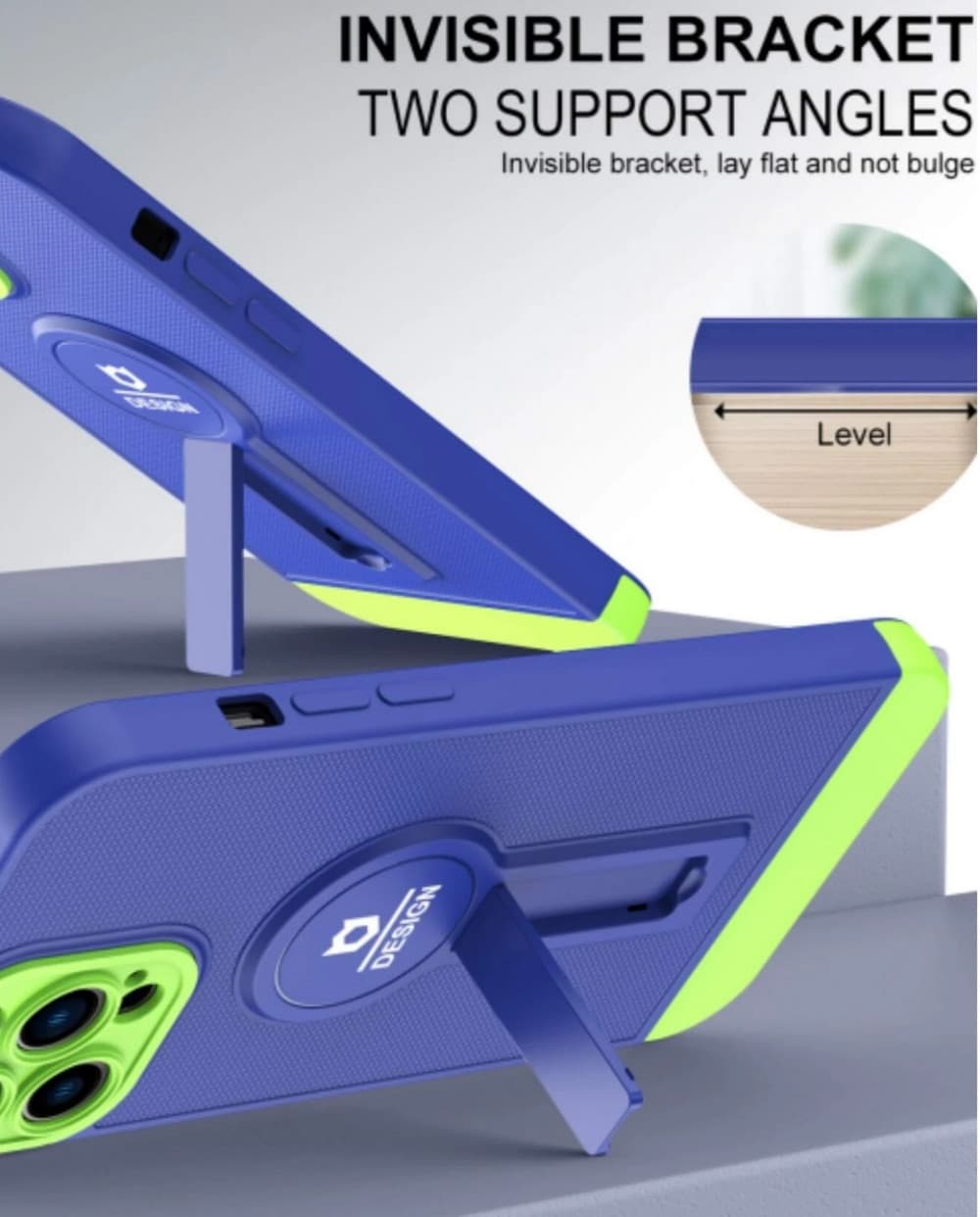 Husa Apple iPhone 12 Pro Max, Armor Design, functie stand, insertie metalica pentru suport auto magnetic, albastru 5