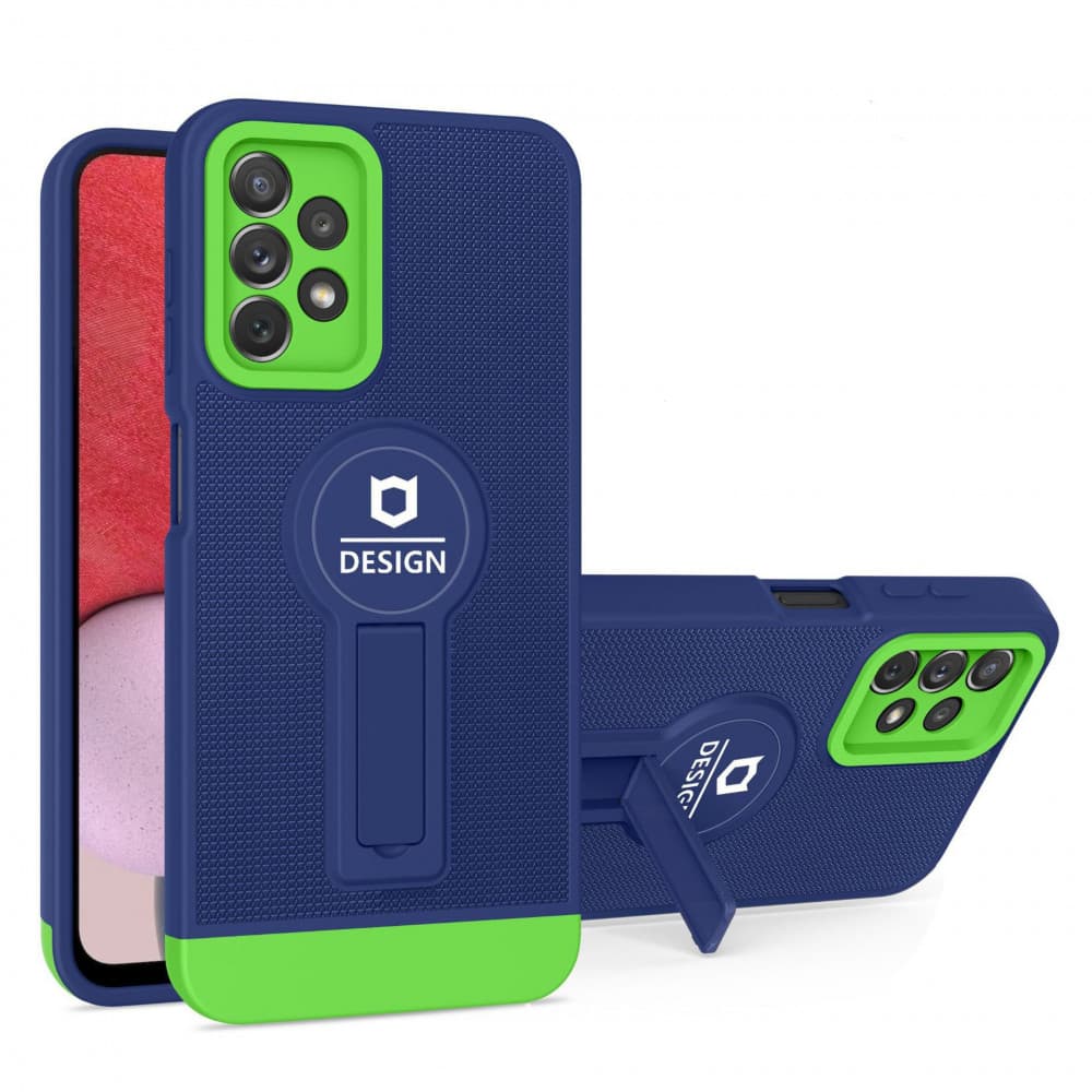 Husa Samsung Galaxy A13 4G, Armor Design, functie stand, insertie metalica pentru suport auto magnetic, verde/albastru 2