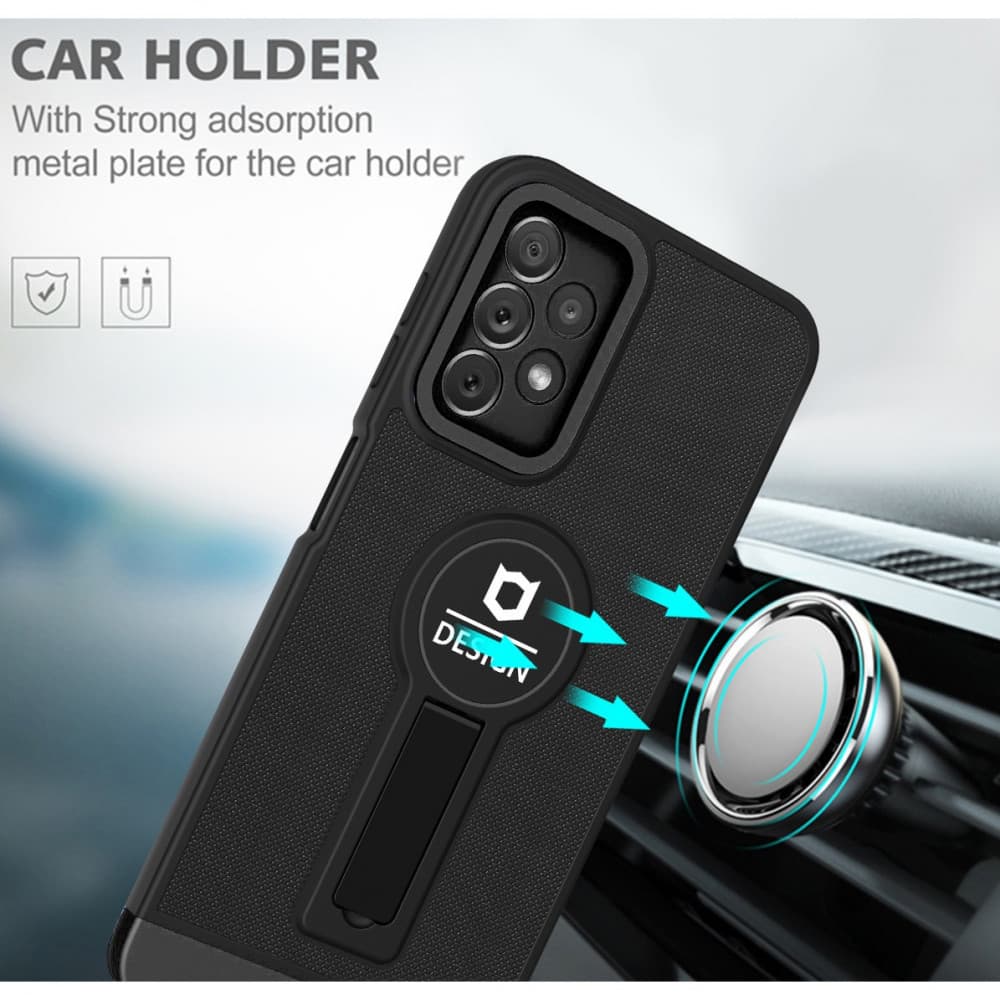 Husa Samsung Galaxy A13 4G, Armor Design, functie stand, insertie metalica pentru suport auto magnetic, verde/albastru 3