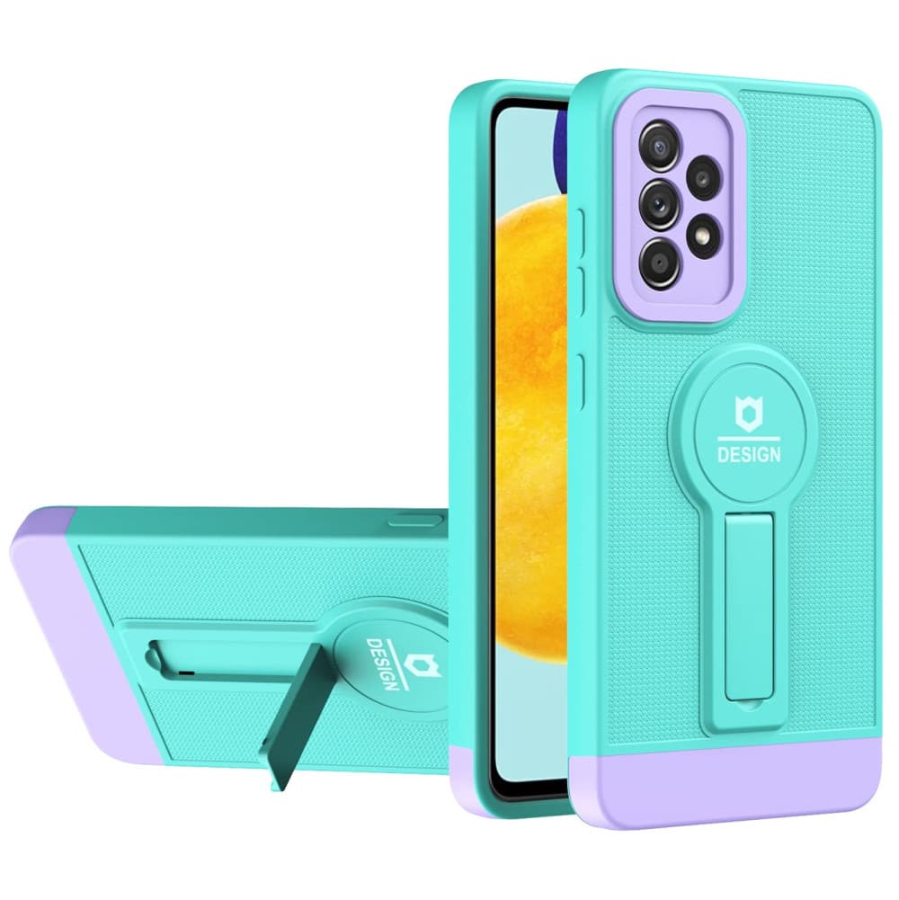 Husa Samsung Galaxy A13 4G, Armor Design, functie stand, insertie metalica pentru suport auto magnetic, turcoaz/mov 2