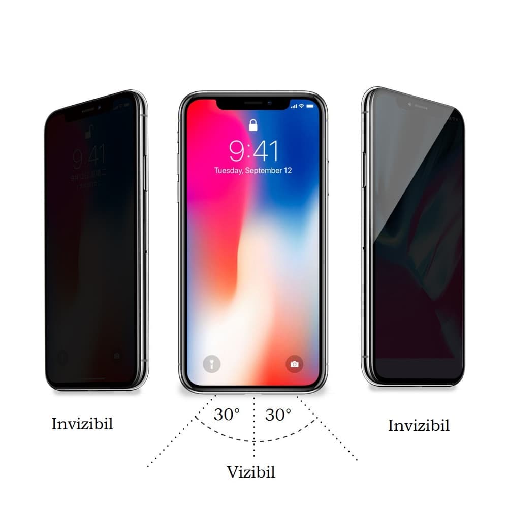 Folie de sticla Apple iPhone 14 Pro, Full Glue Privacy, margini negre 2