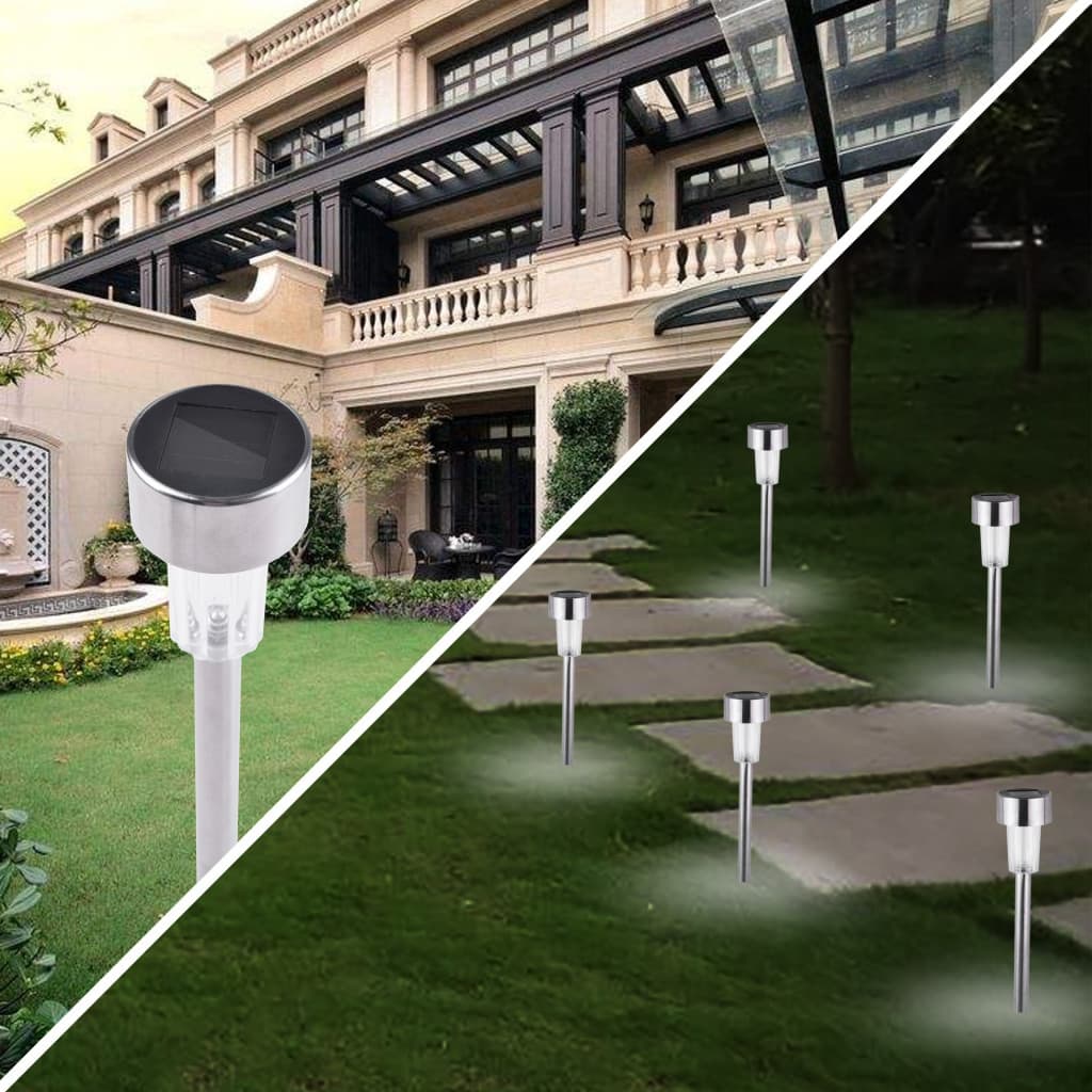 Lampa solara LED decorativa pentru gradina, argintie, lumina alb rece 4