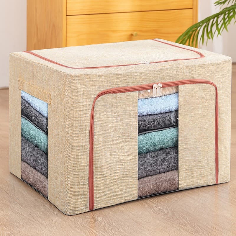 Cutie de depozitare pliabila cu fermoar, 24 litri, material textil, 40 X 30 X 20 cm, crem 2