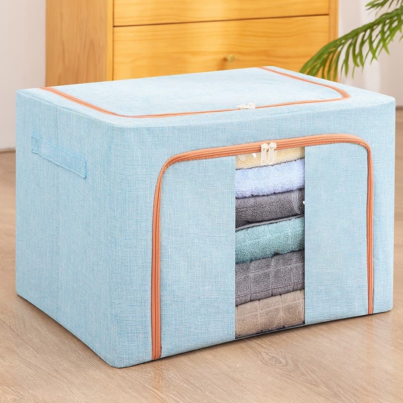 Cutie de depozitare pliabila cu fermoar, 24 litri, material textil, 40 X 30 X 20 cm, albastru deschis 2