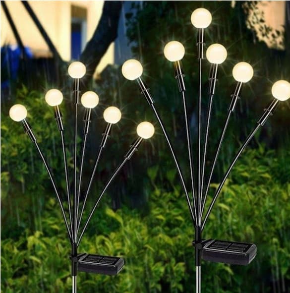 Decoratiune solara pentru gradina cu 6 bulbi, lumina alb cald 2