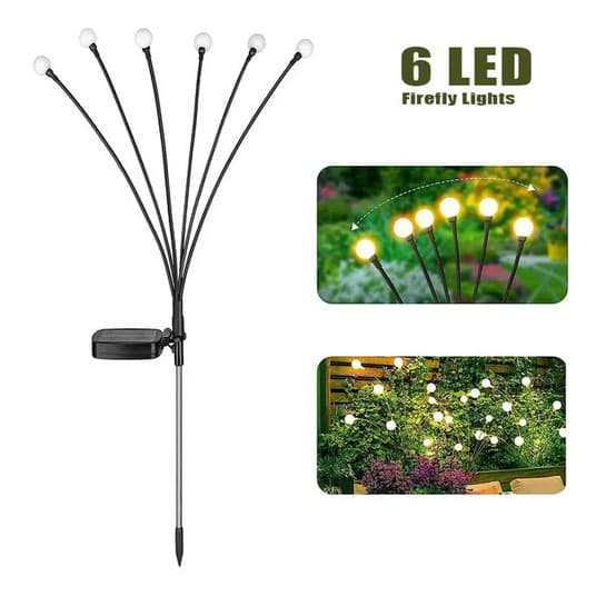Decoratiune solara pentru gradina cu 6 bulbi, lumina alb cald 4