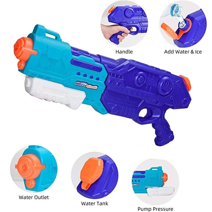 Jucarie pistol cu apa, plastic, rezervor 1500 ml, 6 ani+, albastru 3