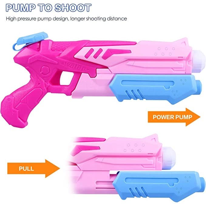Jucarie pistol cu apa, plastic, rezervor 300 ml, 6 ani+, roz ciclam 2