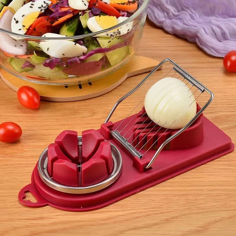 Feliator multifunctional oua, mozzarela, fructe, 2 forme de feliere, agatatoare, 20 cm, visiniu 3