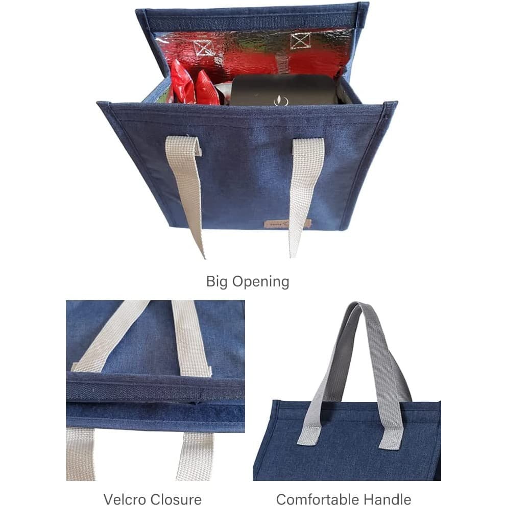 Geanta termoizolanta tip bento bag, camping cooler bag,  22.5 x 13 cm, 3.3 L, albastra 3