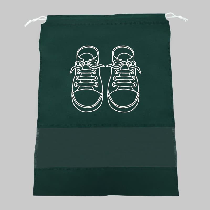 Sac depozitare incaltaminte, pentru voiaj sau depozitare, rezistent la praf, compatibil cu masina de spalat, 27 x 36 cm, verde inchis 2