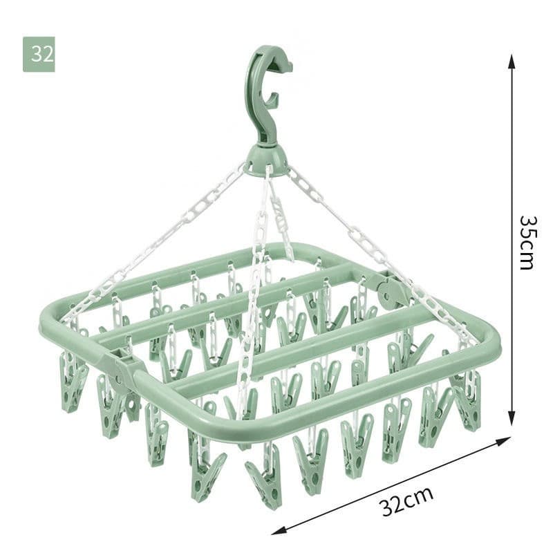 Uscator de rufe, 32 de cleme, Plastic, Pliabil, rotire 360 grade, 32x32 cm, Verde 2