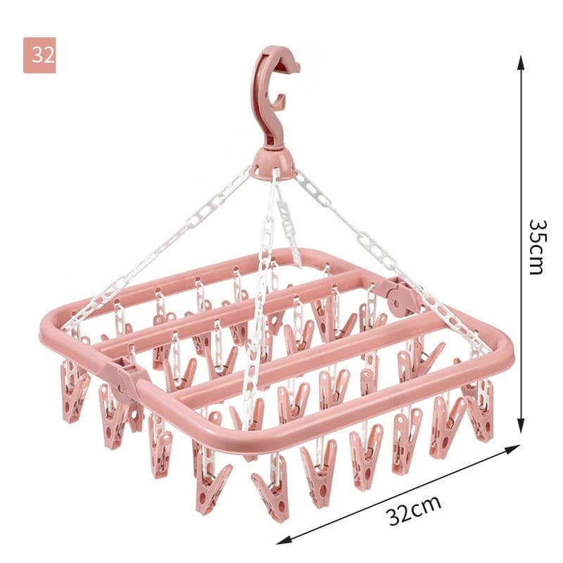 Uscator de rufe , 32 de cleme, plastic, pliabil, rotire 360 grade, 32x32 cm, roz 2