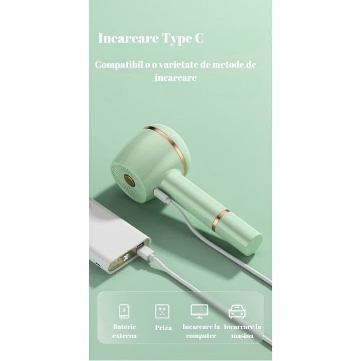 Aparat curatat scame, par si praf, acumulator, incarcare USB, lame din otel inoxidabil, verde 2