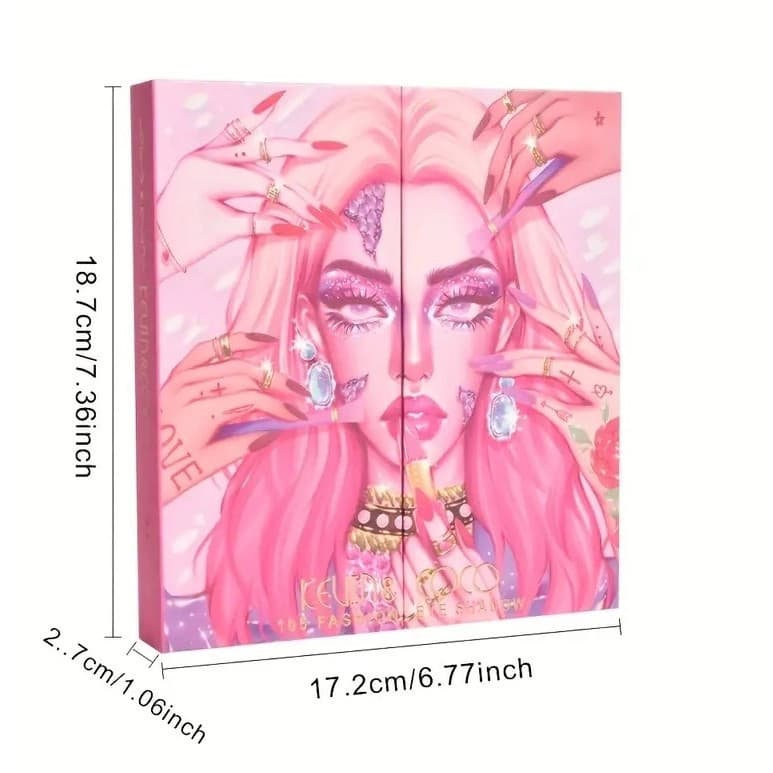 Paleta de Farduri Kevin&Coco, 105 Culori, Stil Pliabil, Conturing si Iluminator incluse, Dreptunghiulara, Fara Sulfati, Pudra Compacta, 18.7 x 17.2 x 2.7 cm, 109 g, multicolor 4