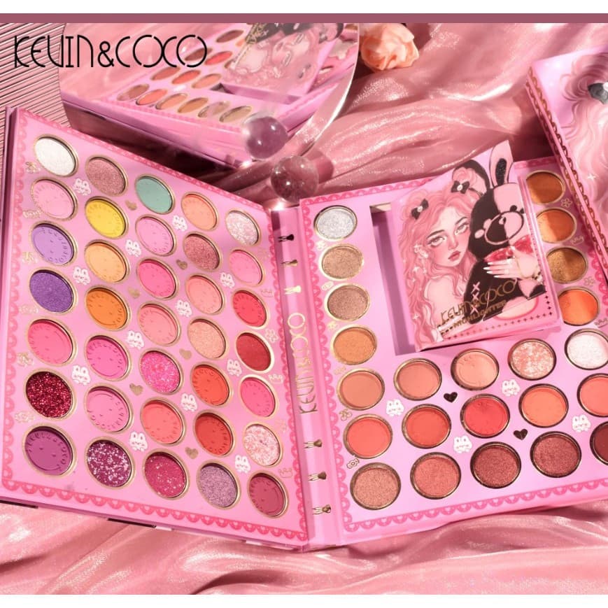 Set farduri 2 in 1 Kevin&Coco, paleta 62 nuante, mini paleta iluminator tip carte, rezistenta ridicata, 22 x 17 cm, 430 g, multicolor4 x 5 cm, multicolor 2