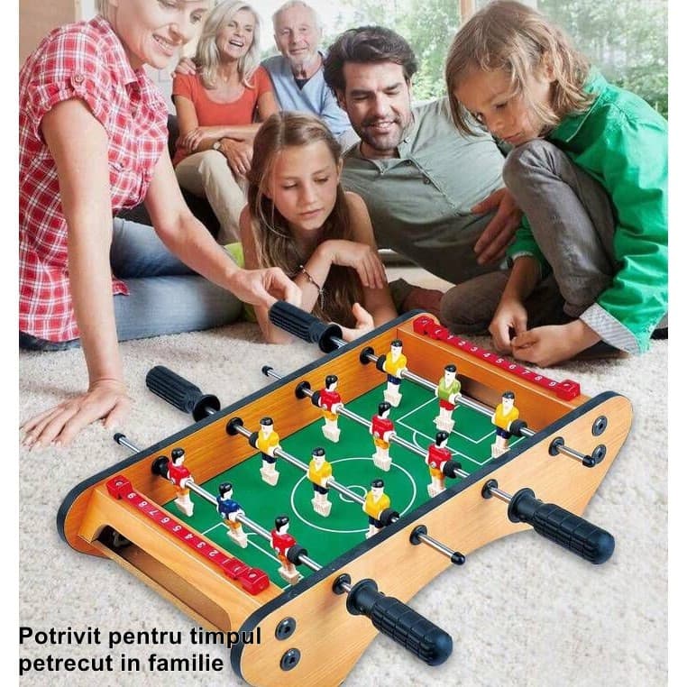 Masa de fotbal cu teren si 12 jucatori , 4 manere, tabel scor, metal, lemn si ABS, 37.5 x 21 x 9.5 cm, margini rotunjite 3