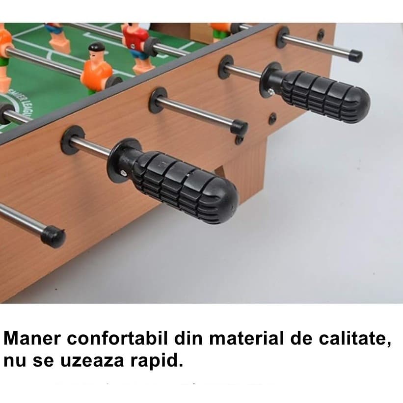Masa de fotbal cu teren si 18 jucatori, 50 x 25 x 18 cm, 6 manere, tablou pentru scor, din metal, lemn si ABS, cu picioare, pentru copii/adulti 2