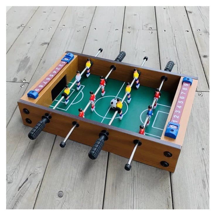 Mini masa de fotbal cu Teren si 12 Jucatori , 4 Manere, tabela scor, metal, lemn si ABS, 34.5 x 23 x 7 cm 2