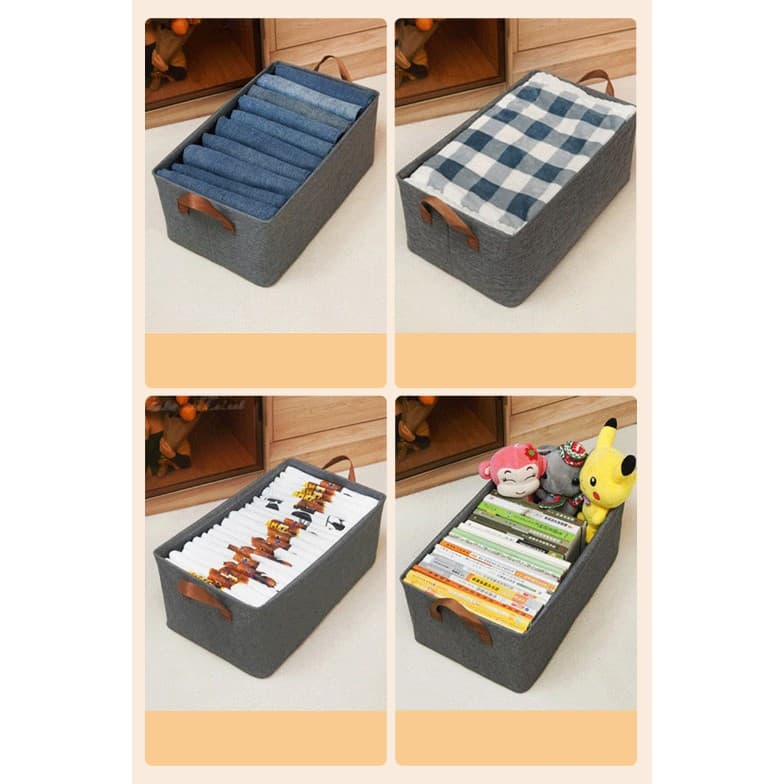 Cutie de depozitare tip cos, pliabila, cadru metalic, manere, 47 x 35 x 30 cm, 50 l, gri 3