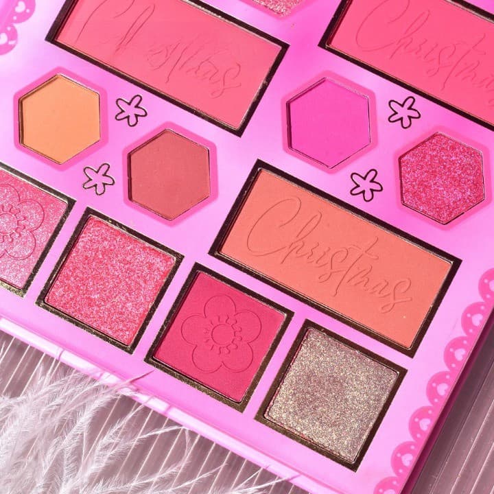 Paleta de machiaj KEVIN & COCO, 20 culori Pink Girl, fard de pleoape si blush, roz 2