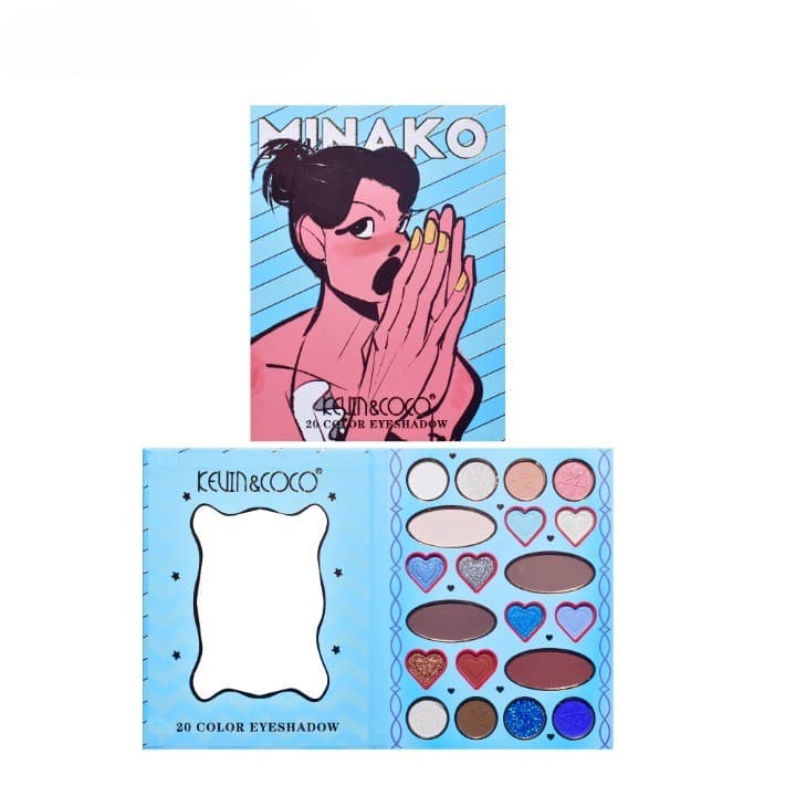 Paleta de machiaj KEVIN & COCO, 20 culori Blue Girl, fard de pleoape si blush, albastru 4