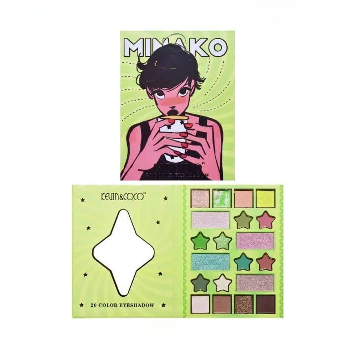 Paleta de machiaj KEVIN & COCO, 20 culori Green Girl, fard de pleoape si blush, verde 5
