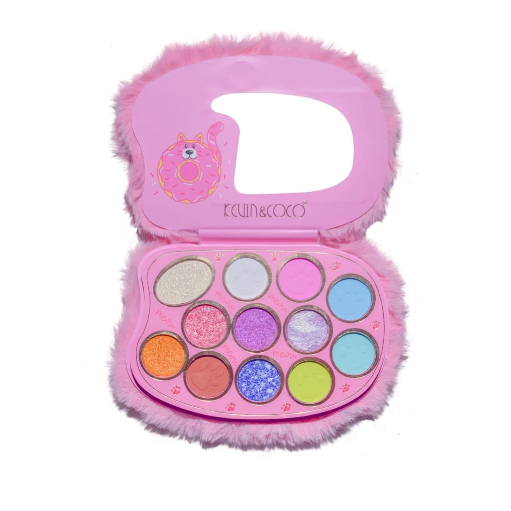 Paleta de Machiaj KEVIN & COCO, Pink Fuzzy, fard de pleoape,12 culori, 15 x 10.5 x 3 cm 2