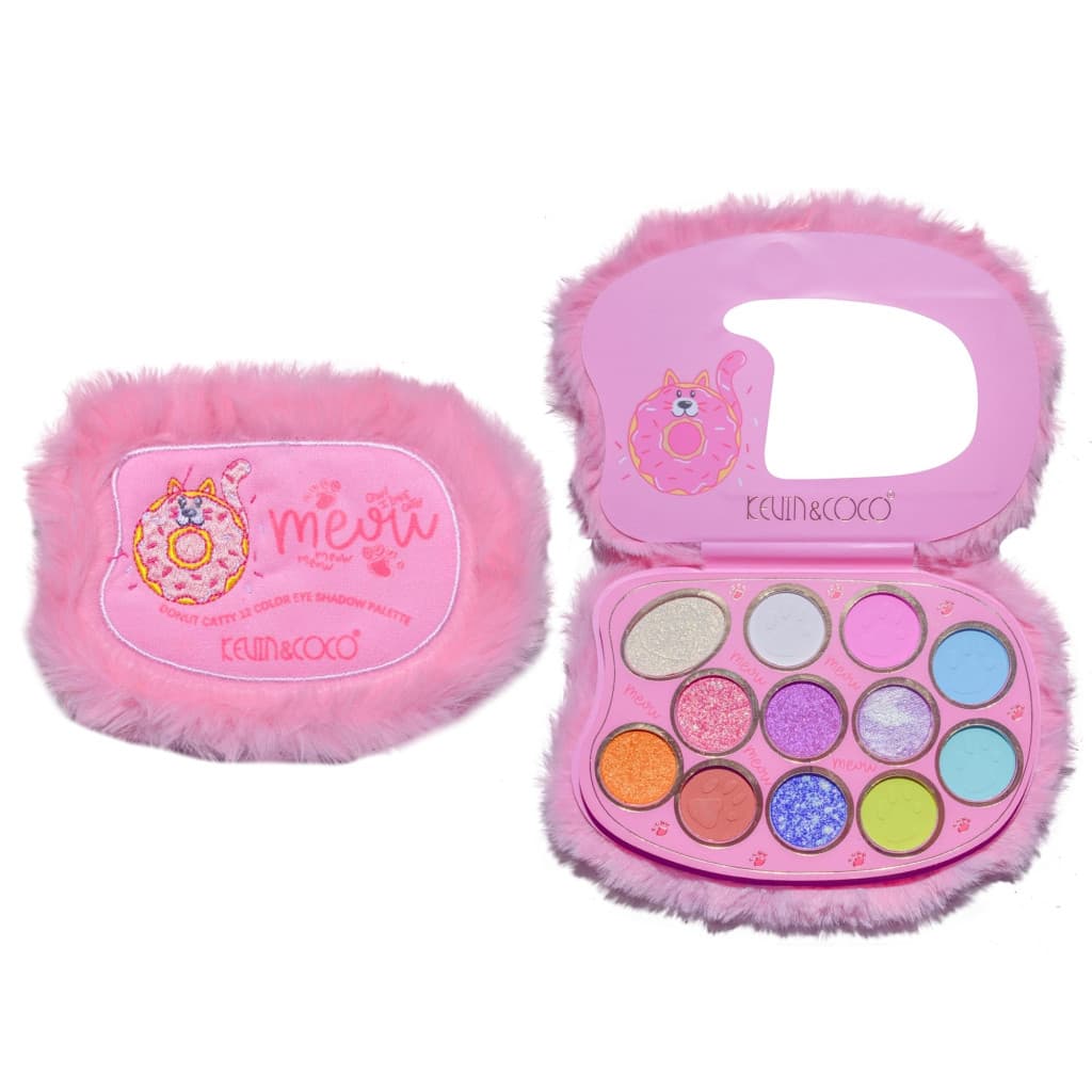 Paleta de Machiaj KEVIN & COCO, Pink Fuzzy, fard de pleoape,12 culori, 15 x 10.5 x 3 cm 5